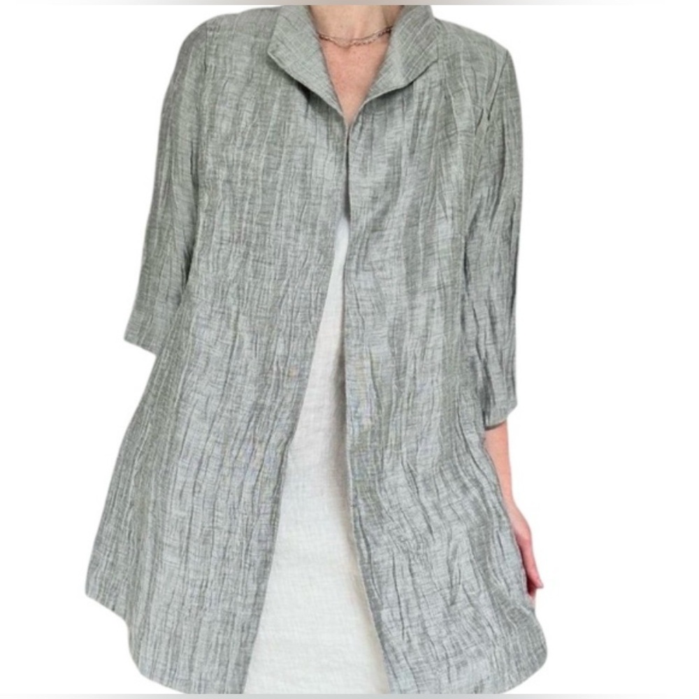 Eileen Fisher Silver Linen Crinkle Jacket